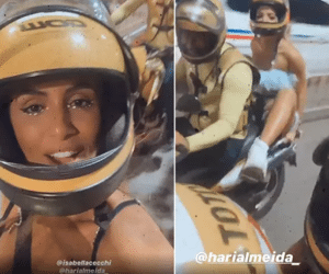 Ex-BBBS pegam mototáxi durante carnaval em Salvador