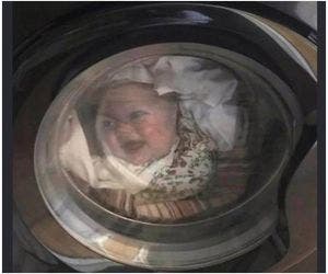 Homem fica em desespero ao ver 'filha' dentro de máquina de lavar