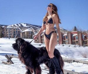 Luciana Gimenez brinca ao aparecer de biquíni na neve dos EUA