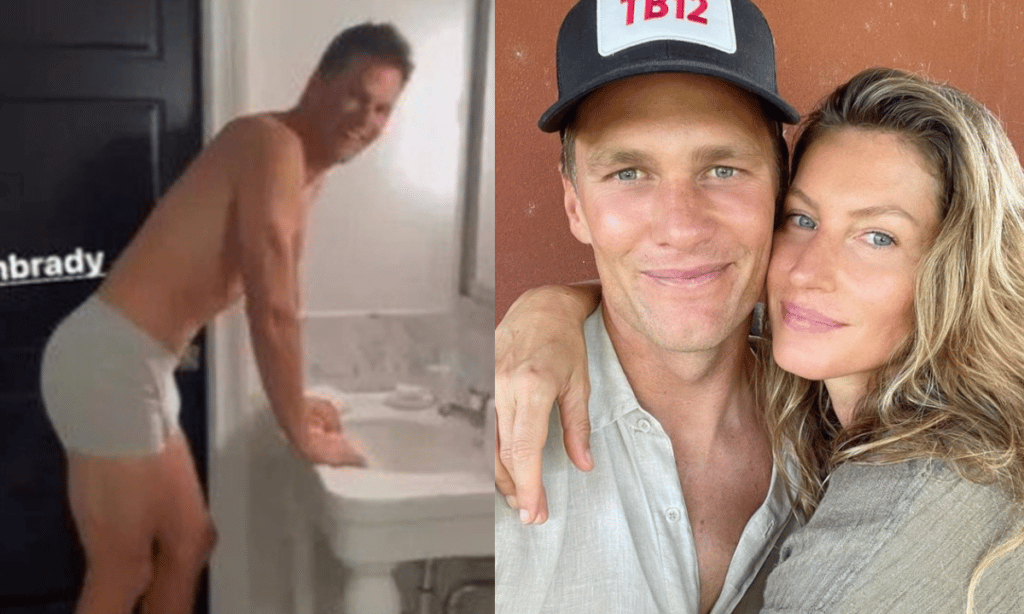 Só de cueca: Gisele Bündchen dá zoom em Tom Brady e deixa maridão envergonhado; veja vídeo