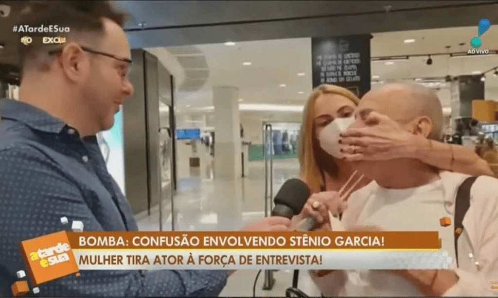Mulher de Stênio Garcia responde críticas por ter obrigado o marido a botar máscara, interrompendo entrevista ao vivo