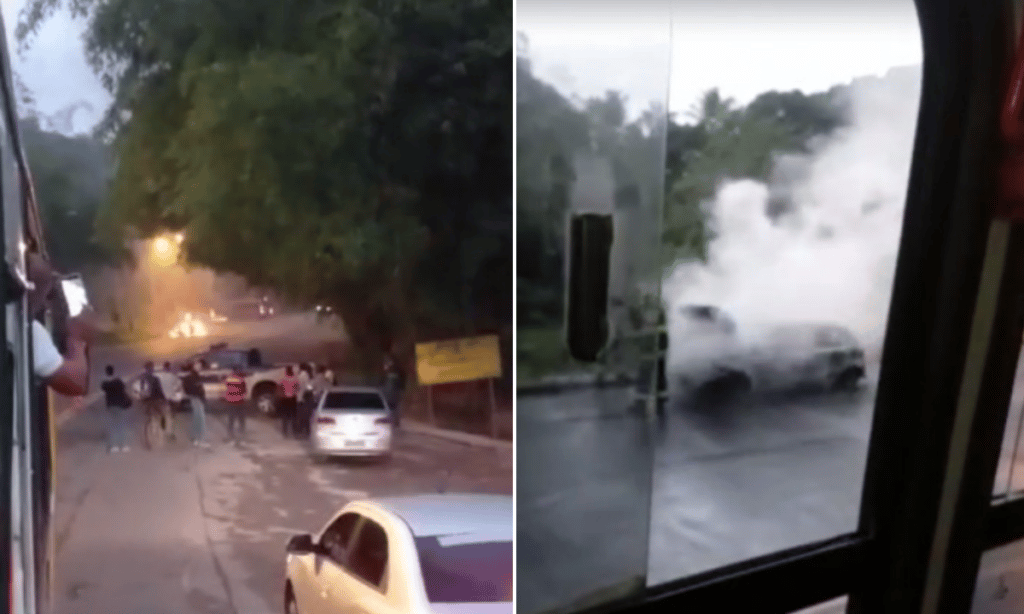 Vídeo: carro é destruído por incêndio na Estrada do Derba, em Salvador