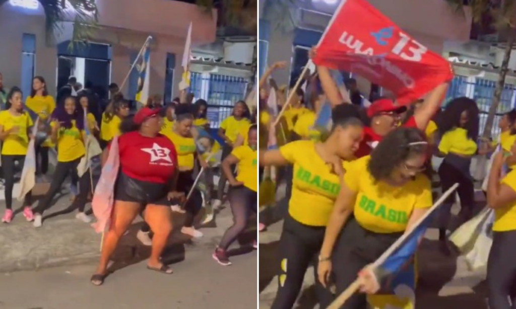 Grupos de campanhas de candidatos apoiados por Bolsonaro e Lula dançam juntos em Salvador