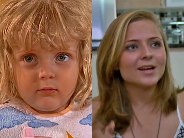 Antes e depois! Júlia Maggessi, à esquerda, com 2 anos em Laços de Família e, à direita, em momento atual (Foto: Vídeo Show / TV Globo)